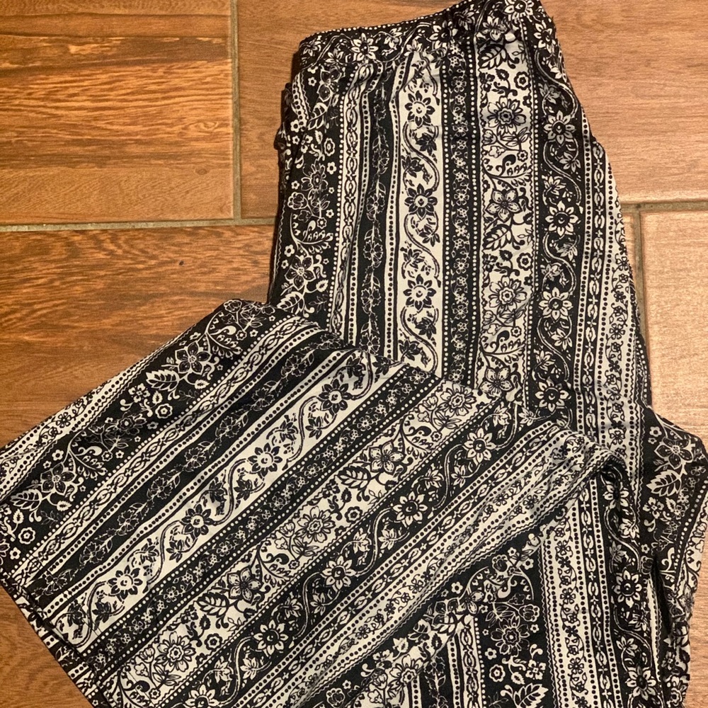 Black and white flared pants